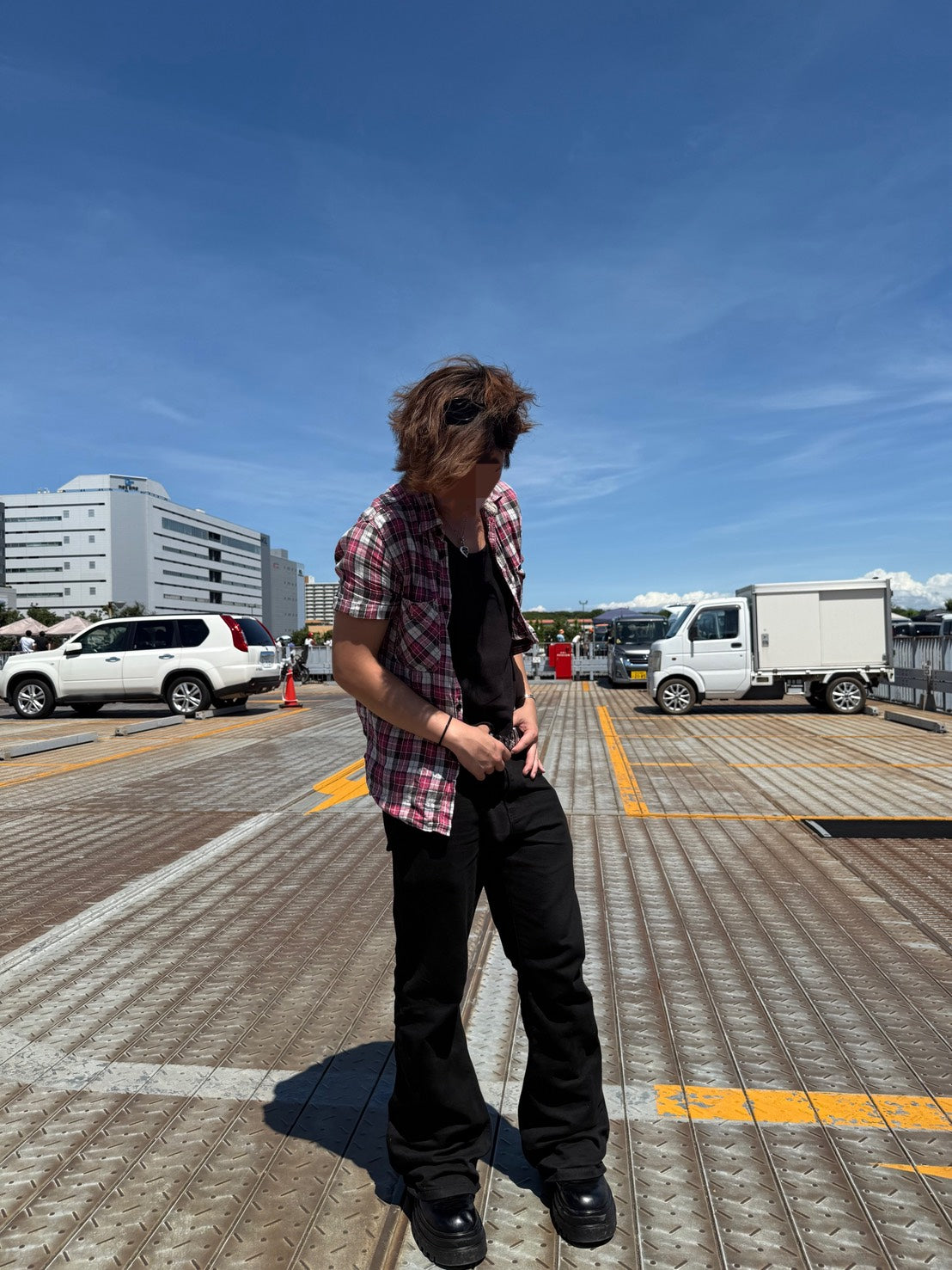 ブラックストレートフレアデニムパンツ PP008