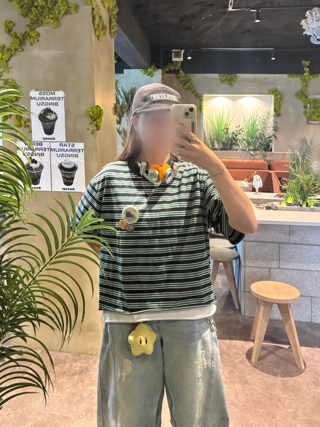 モノトーンボーダークロップ半袖Tシャツ EA-020