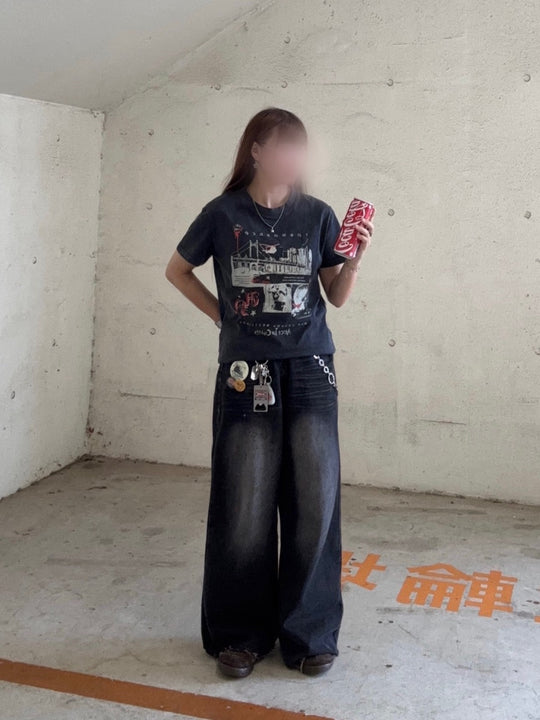 フェイドグラフィックルーズ半袖Tシャツ EA-021