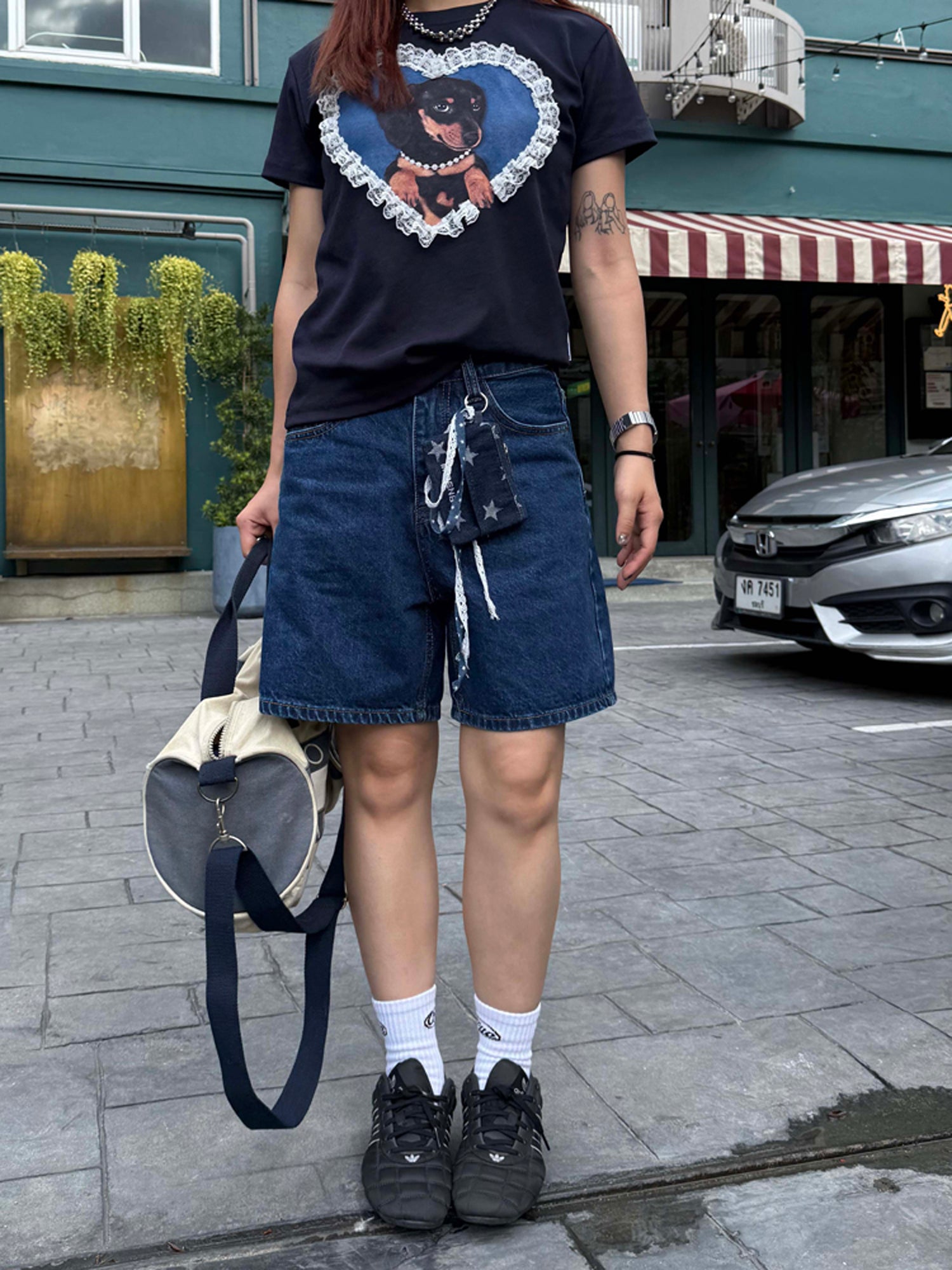 ハイウエストデニムショートパンツ    N501