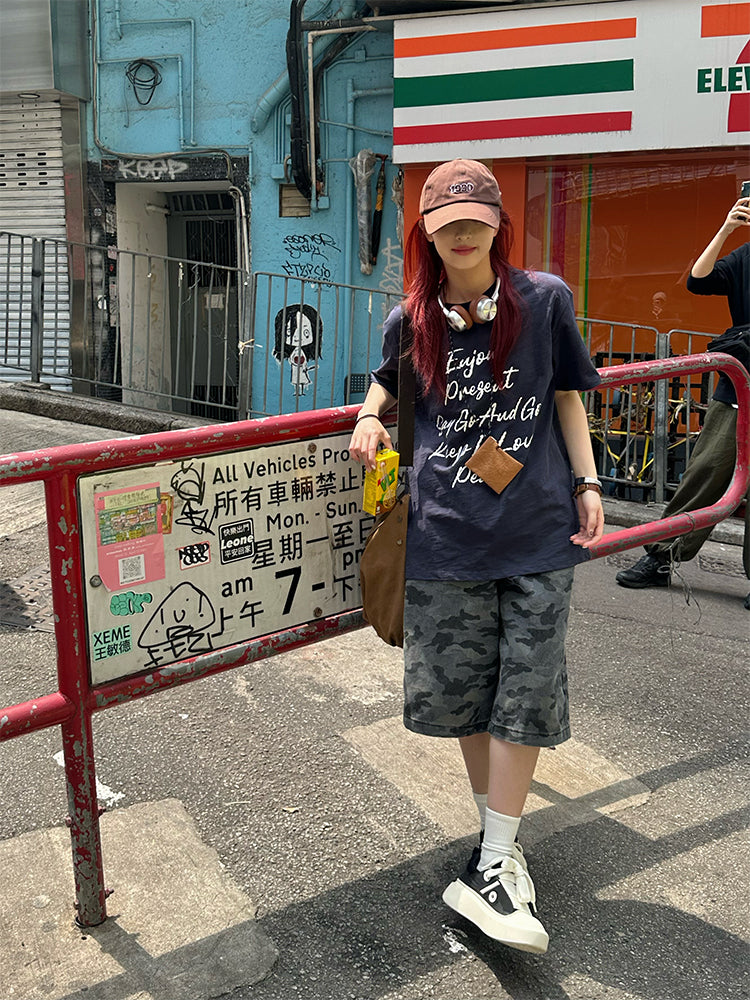 レタープリントルーズ半袖Tシャツ    N427
