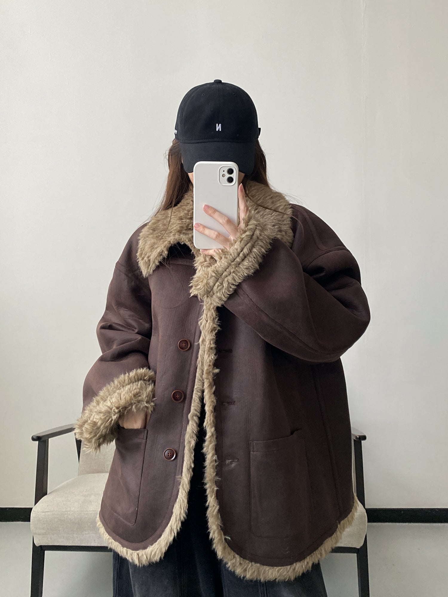 スタンドカラーリバーシブルボアジャケット N848