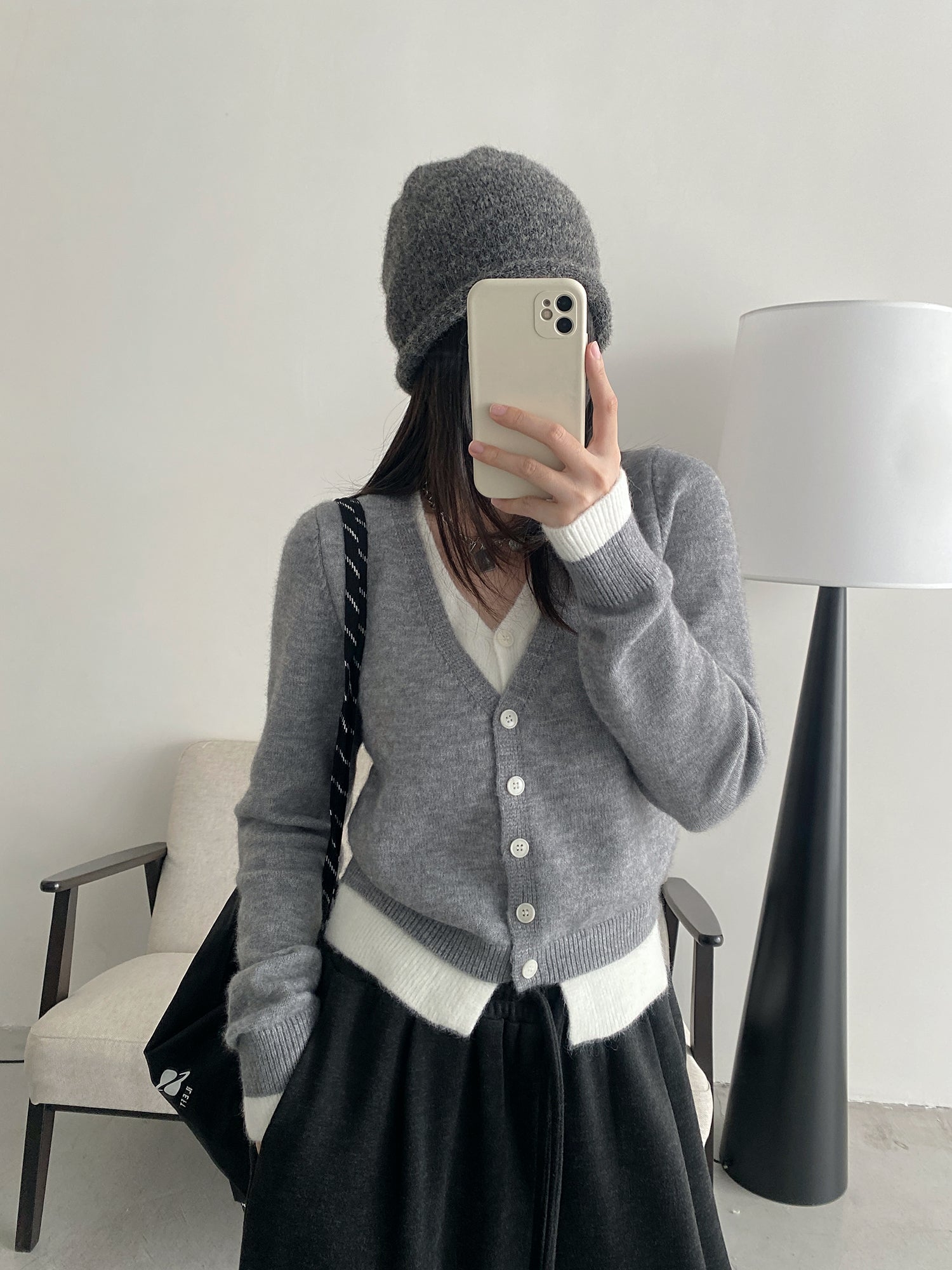 フェイクツーピースニットカーディガン N630