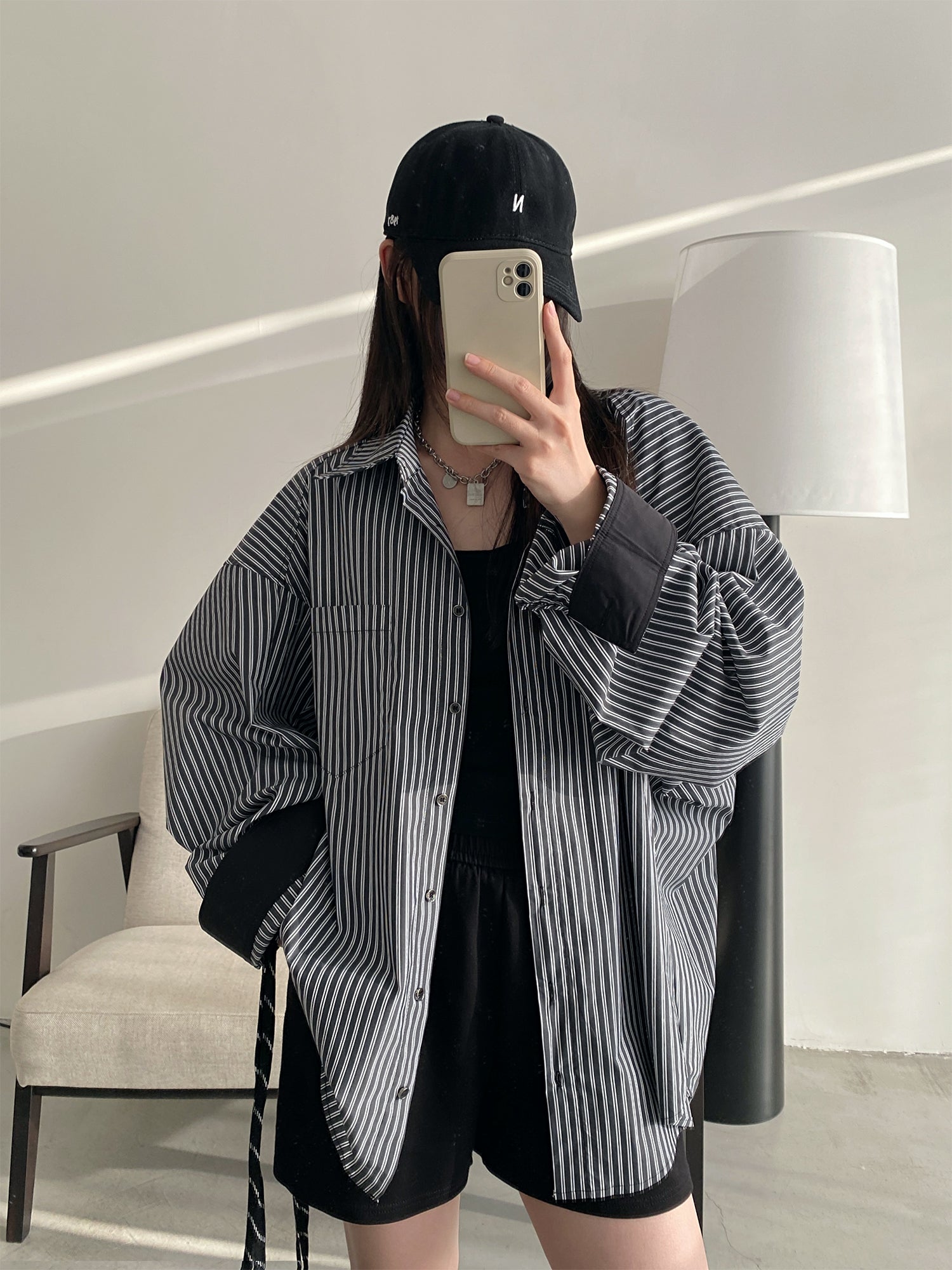 た*と様 リバプール XL 黒 ストライプ シャツ た*と様 リバプール XL 黒 ストライプ シャツ た*と様 リバプール XL