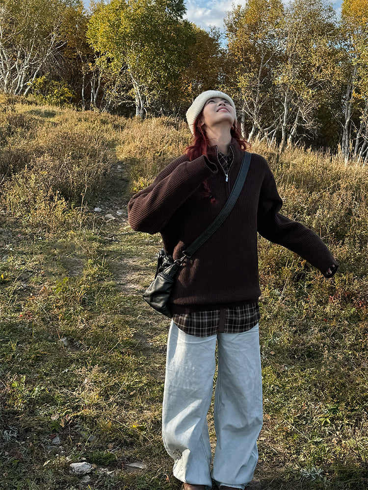 ハーフジップニットセーター    N824