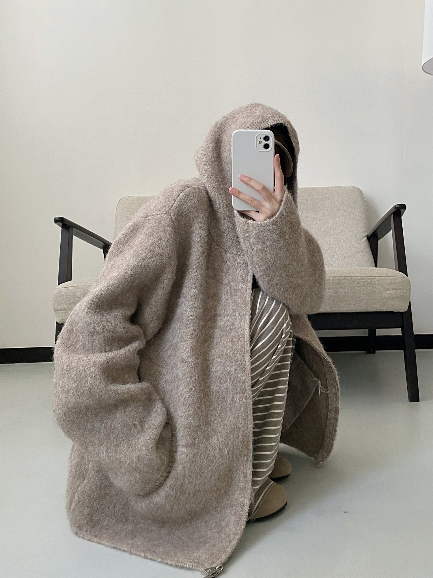 ハンドメイド　ニットパーカー PUBLIC TOKYO パーカー クラフトメッシュニットパーカー