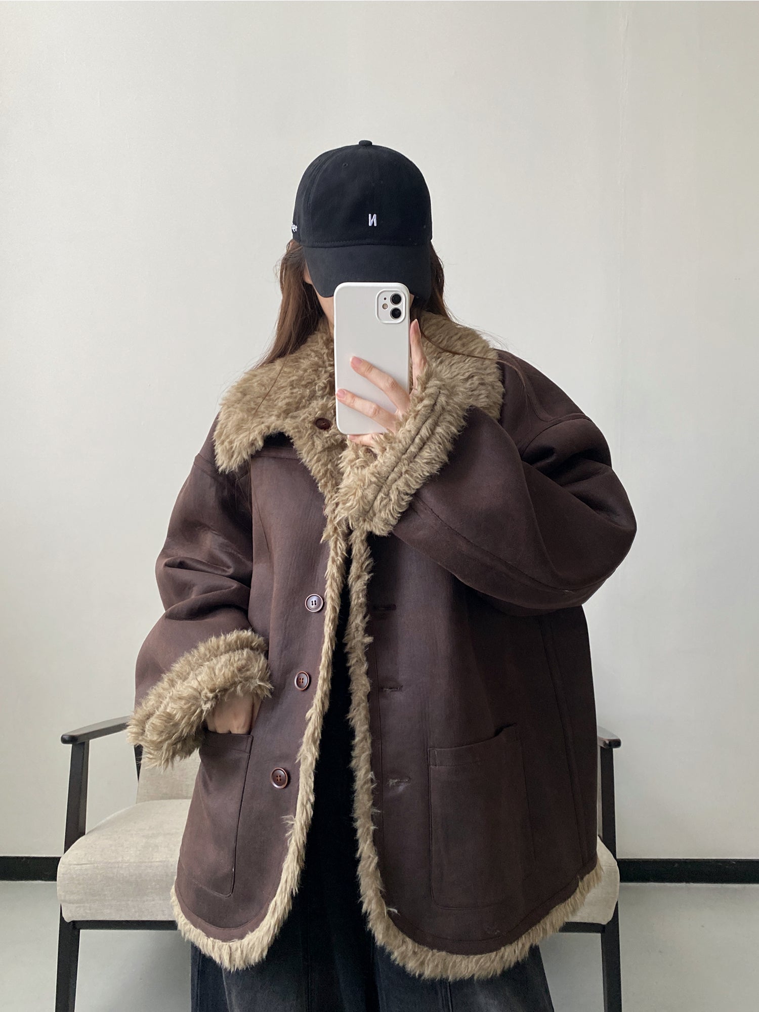 スタンドカラーリバーシブルボアジャケット N848