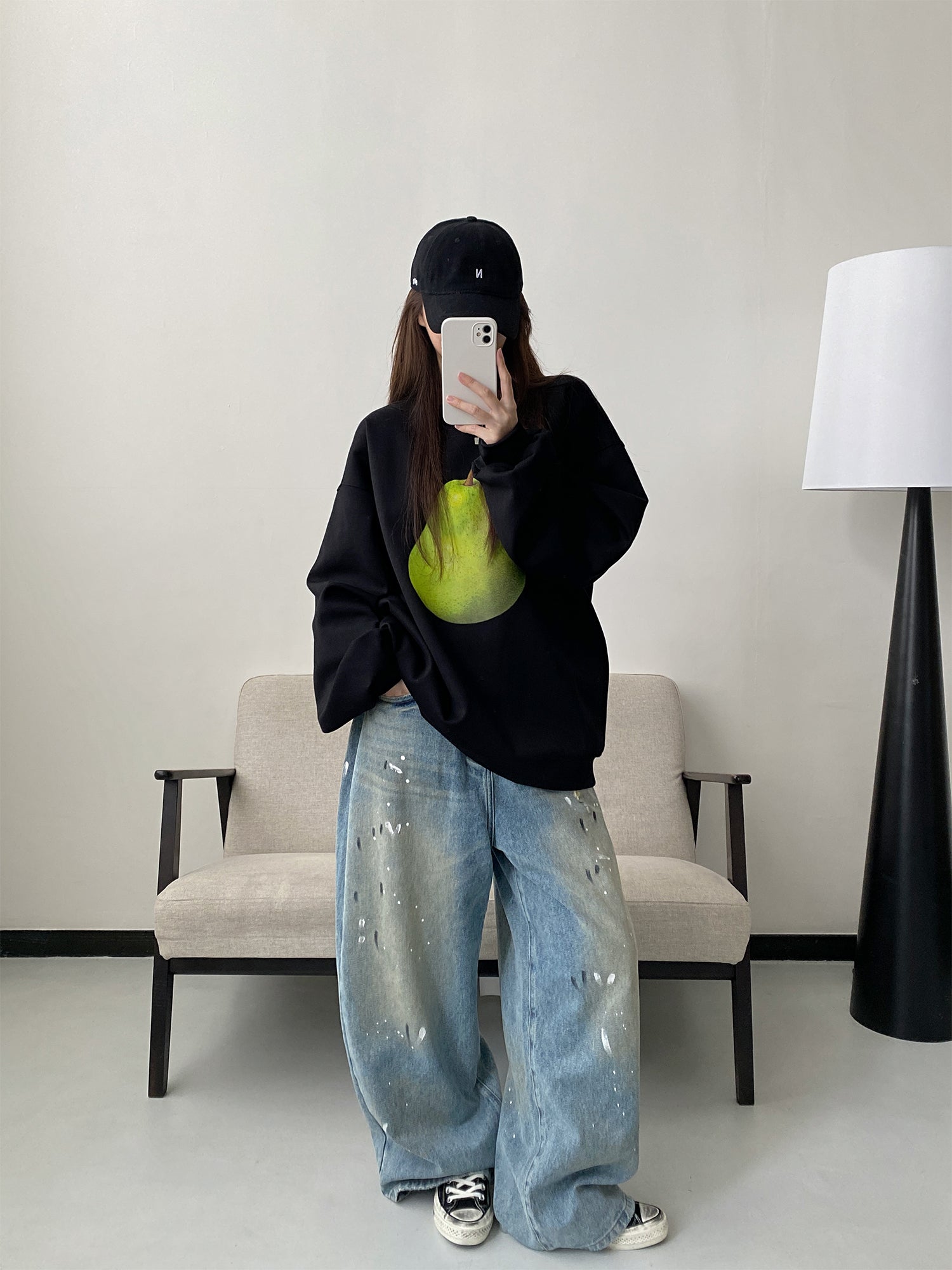 ペイントワイドデニムパンツ    N645