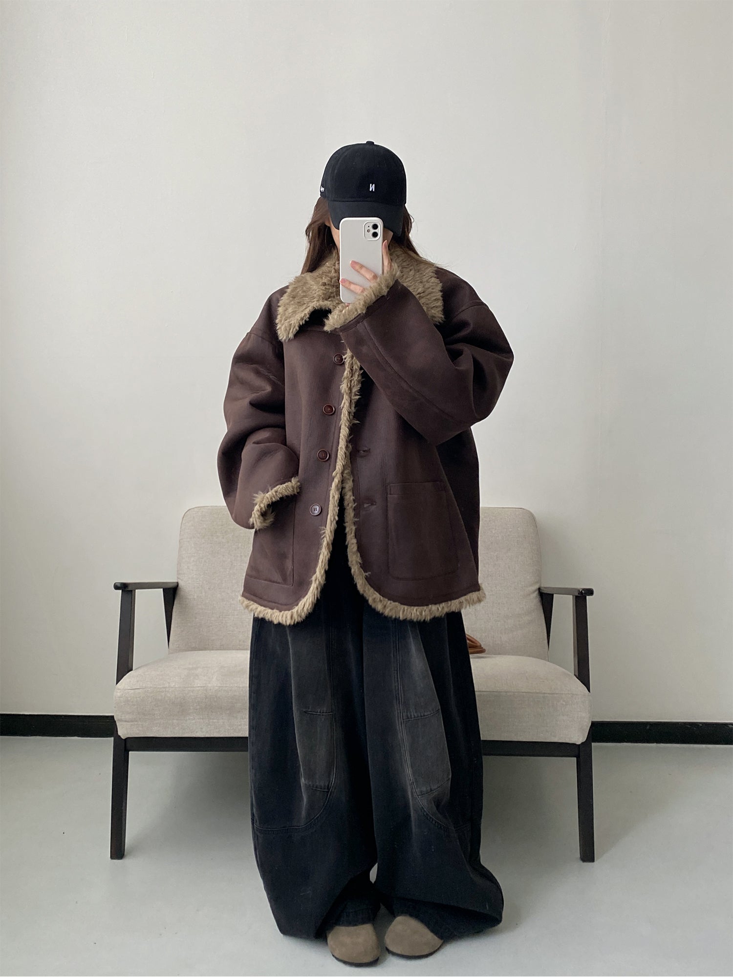 スタンドカラーリバーシブルボアジャケット N848