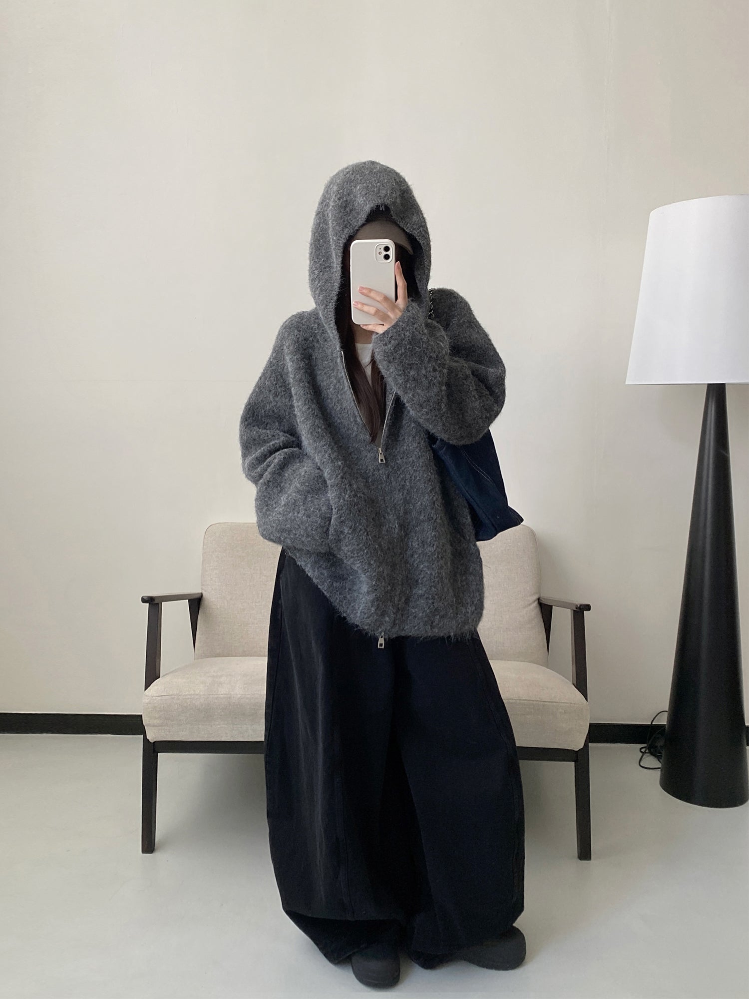 オーバーサイズニットパーカー N722