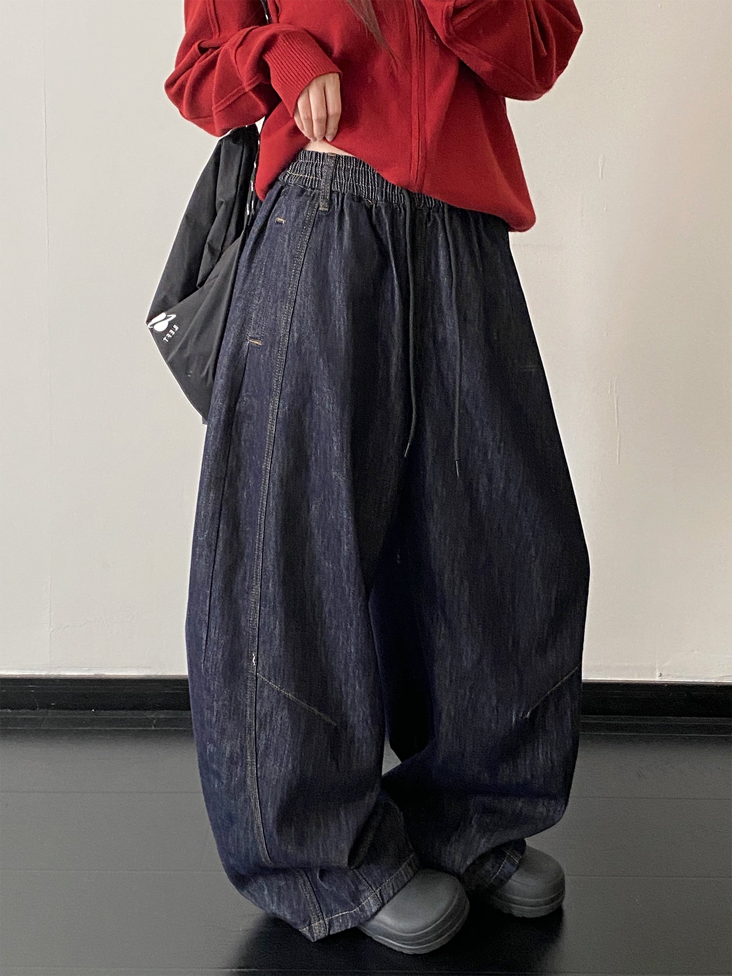 ウエストゴムワイドデニムパンツ    N671