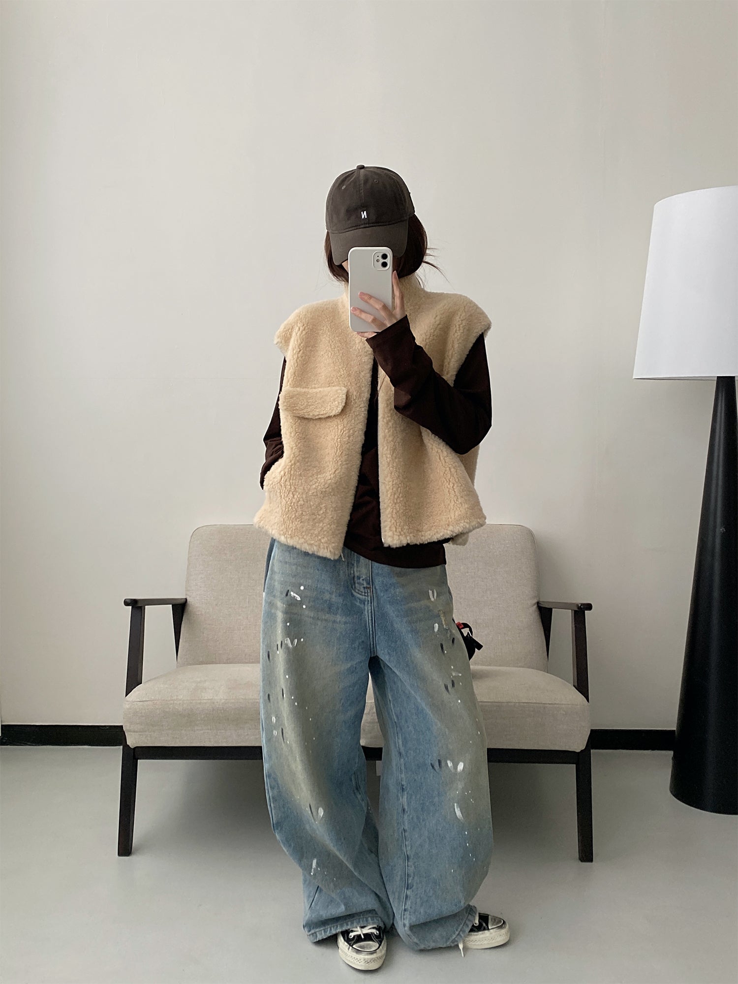 ペイントワイドデニムパンツ    N645