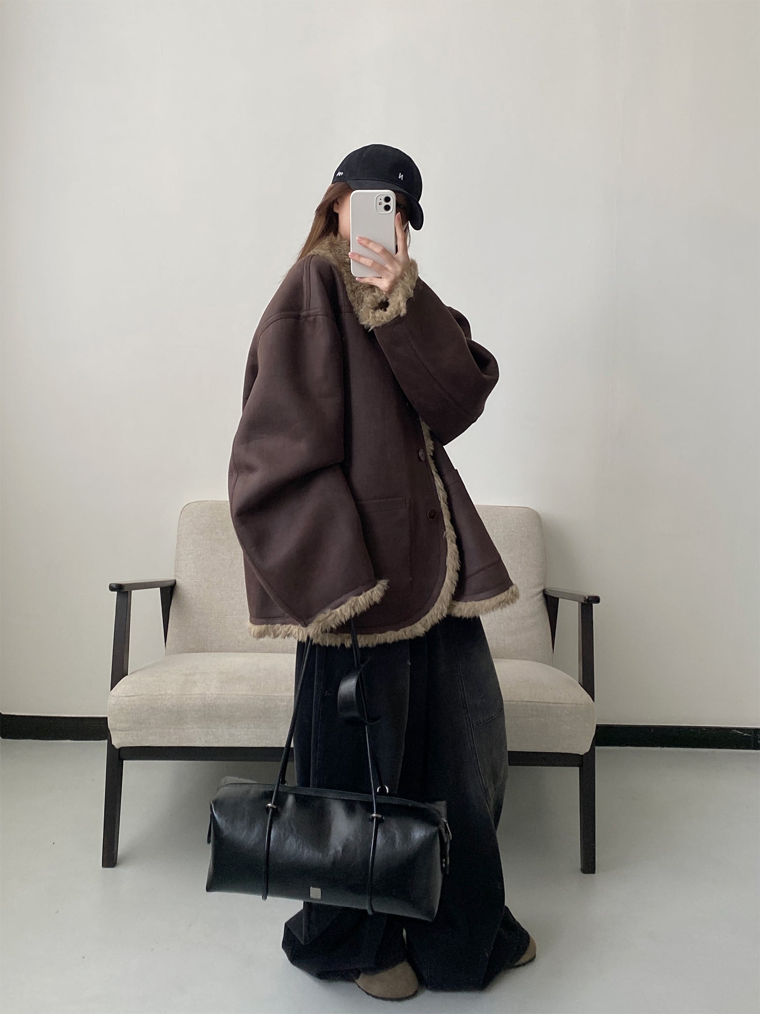 スタンドカラーリバーシブルボアジャケット N848