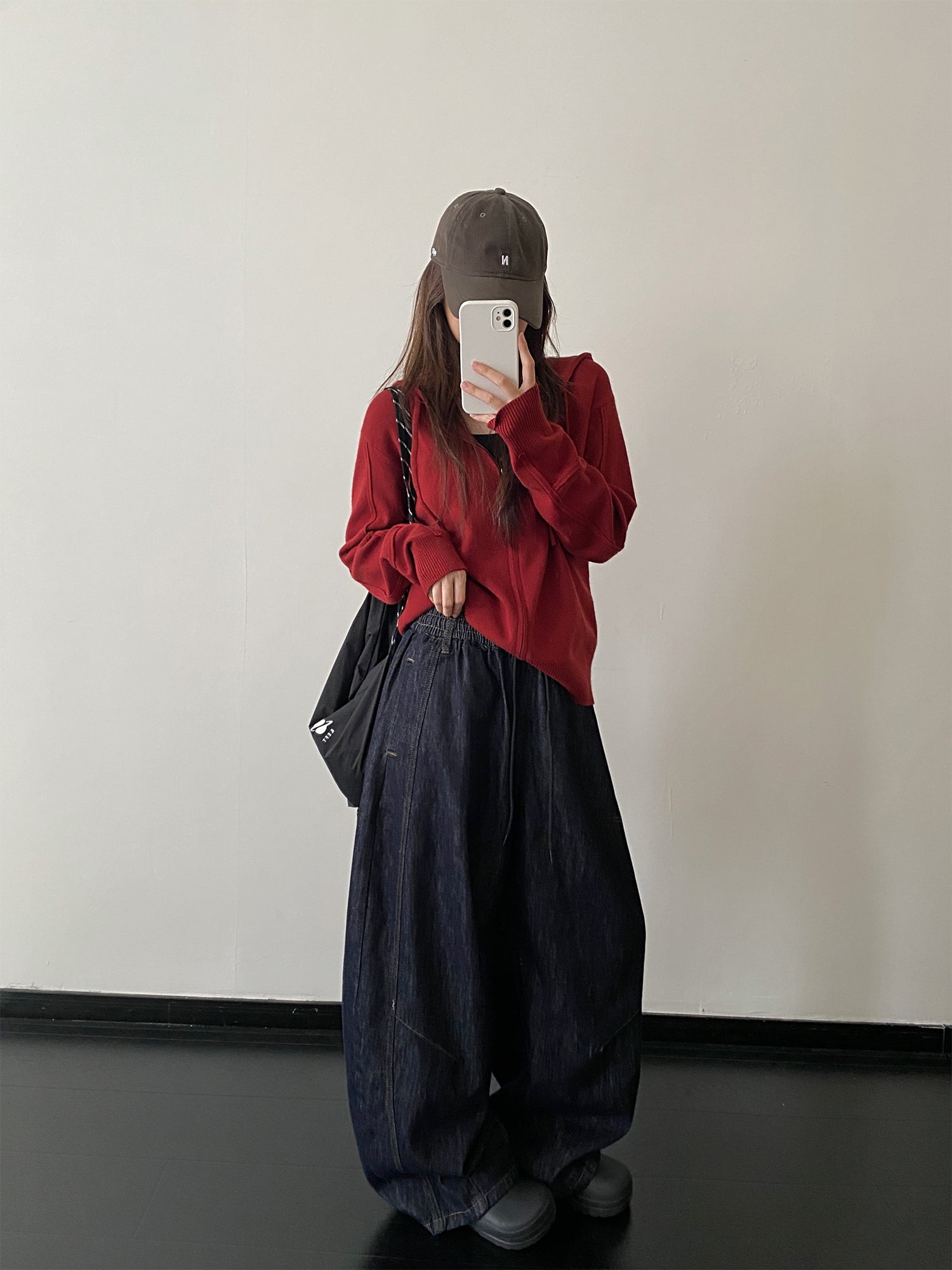 ウエストゴムワイドデニムパンツ    N671