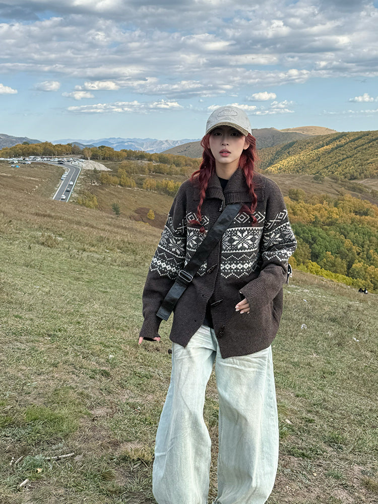 ジャカードニットカーディガン    N823