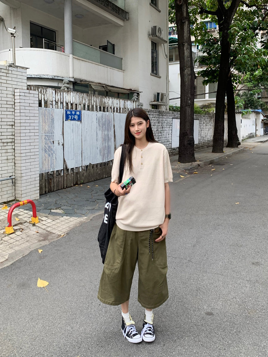 こなれ感プラス ヘンリーネック半袖Tシャツ きれいめ大人カジュアル    N435