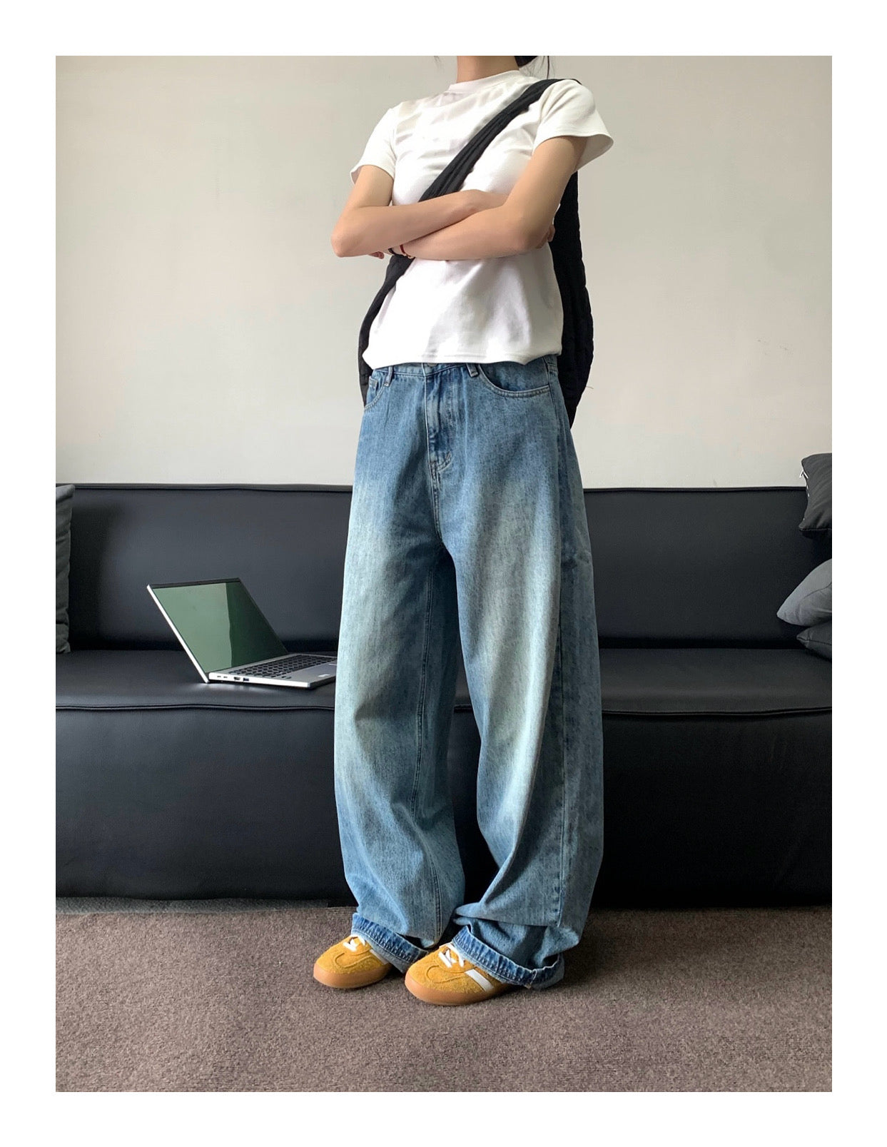 ビンテージ加工ストレートデニム    N89