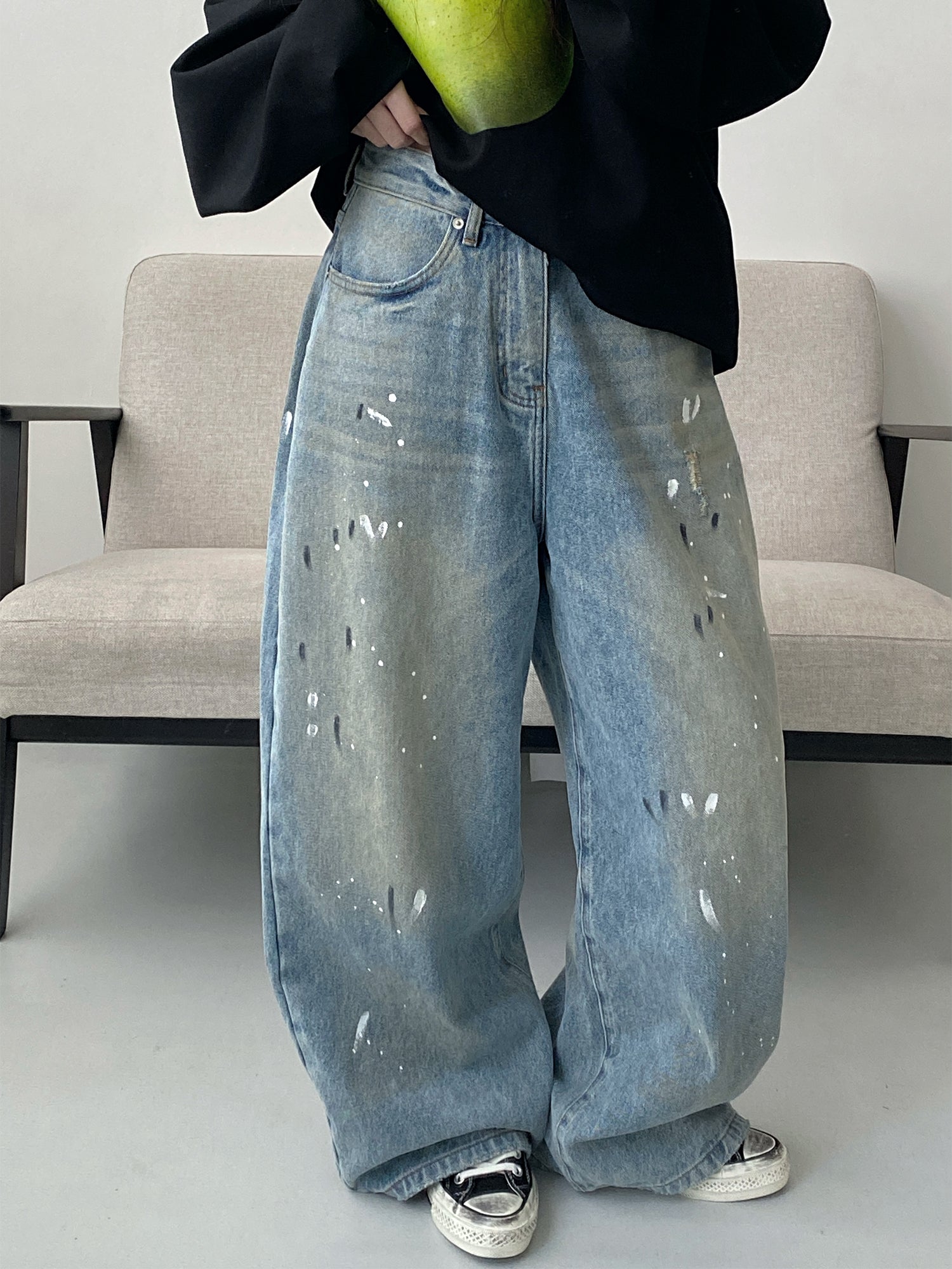 ペイントワイドデニムパンツ    N645