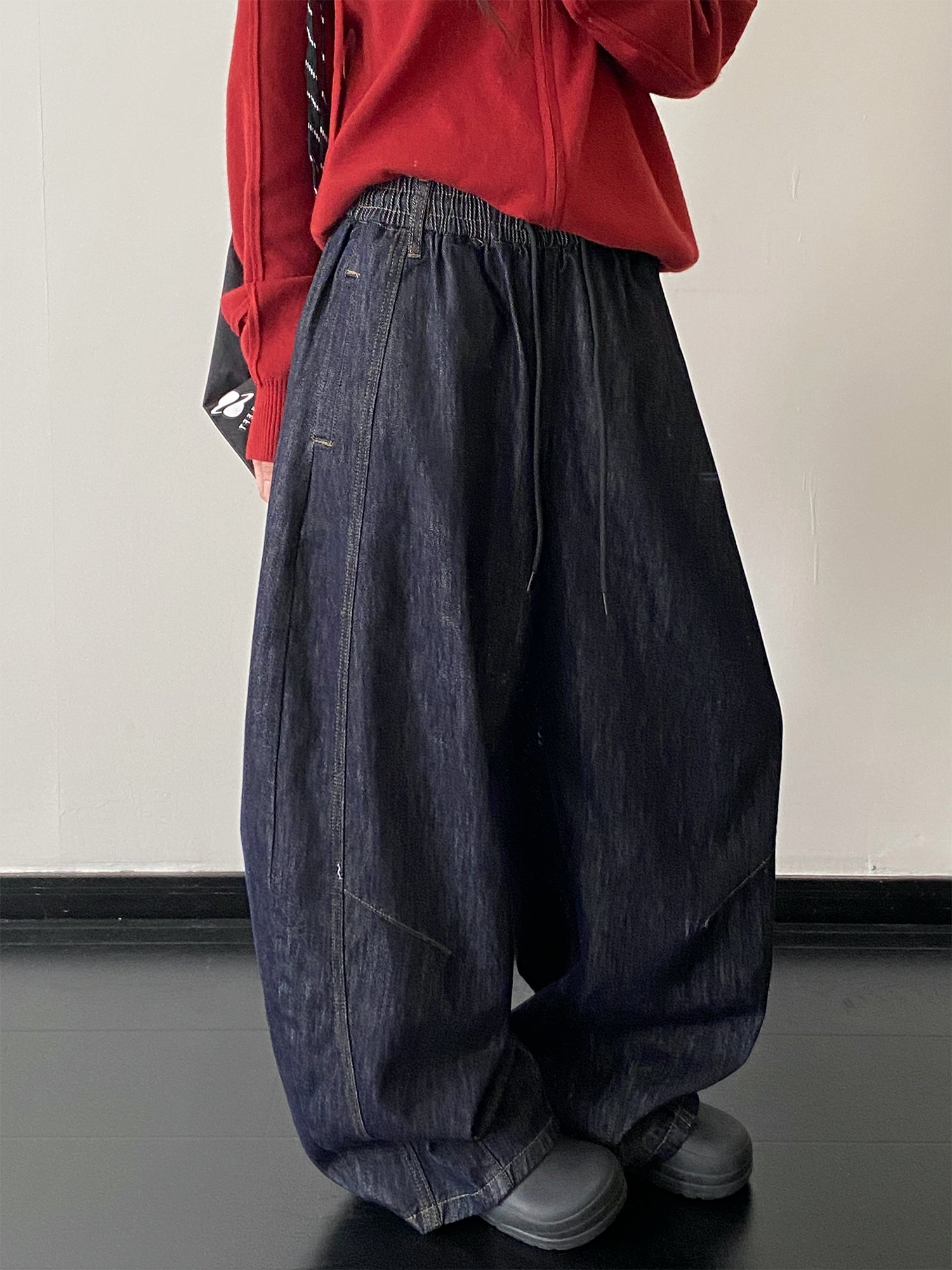 ウエストゴムワイドデニムパンツ    N671