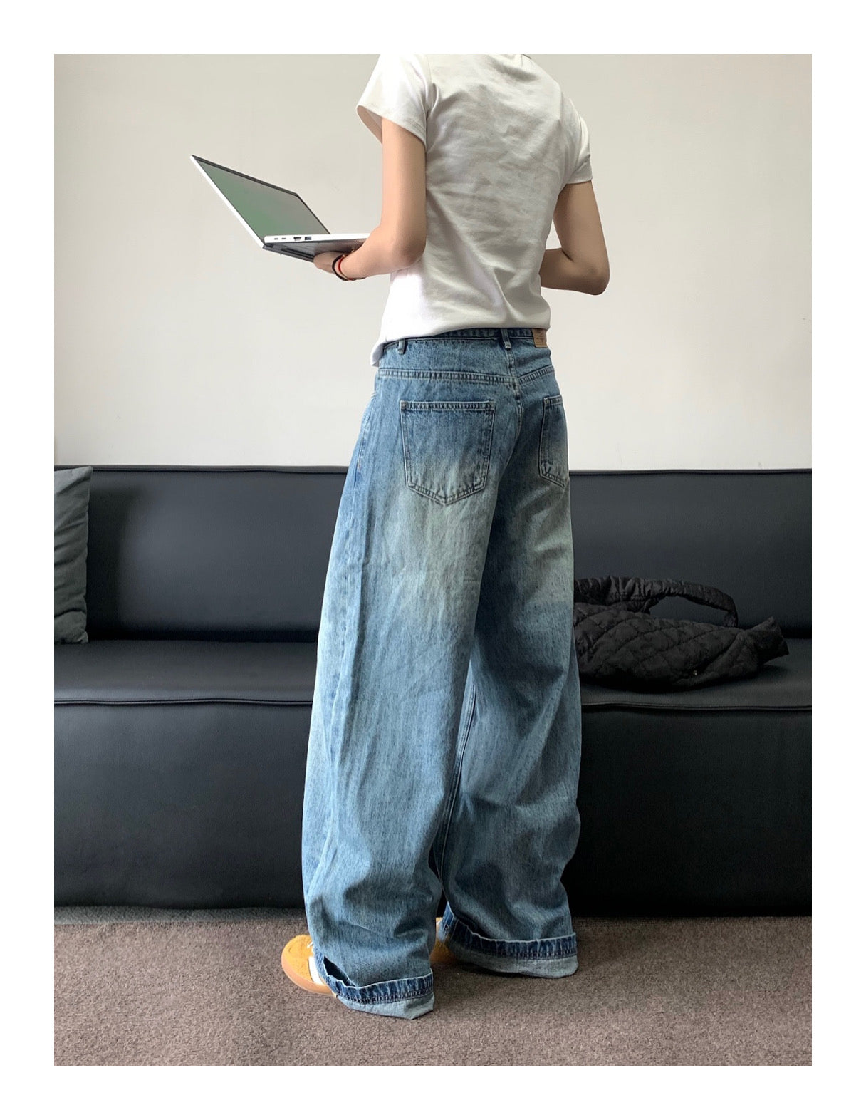 ビンテージ加工ストレートデニム    N89