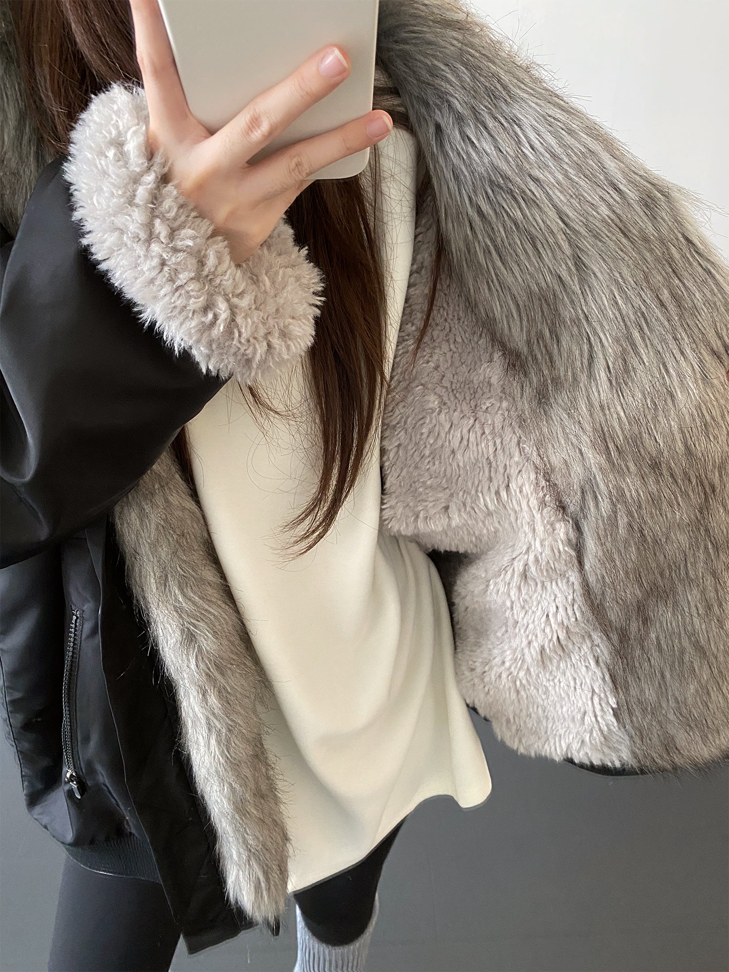 厚手ファー裏地ボアジャケット    N870