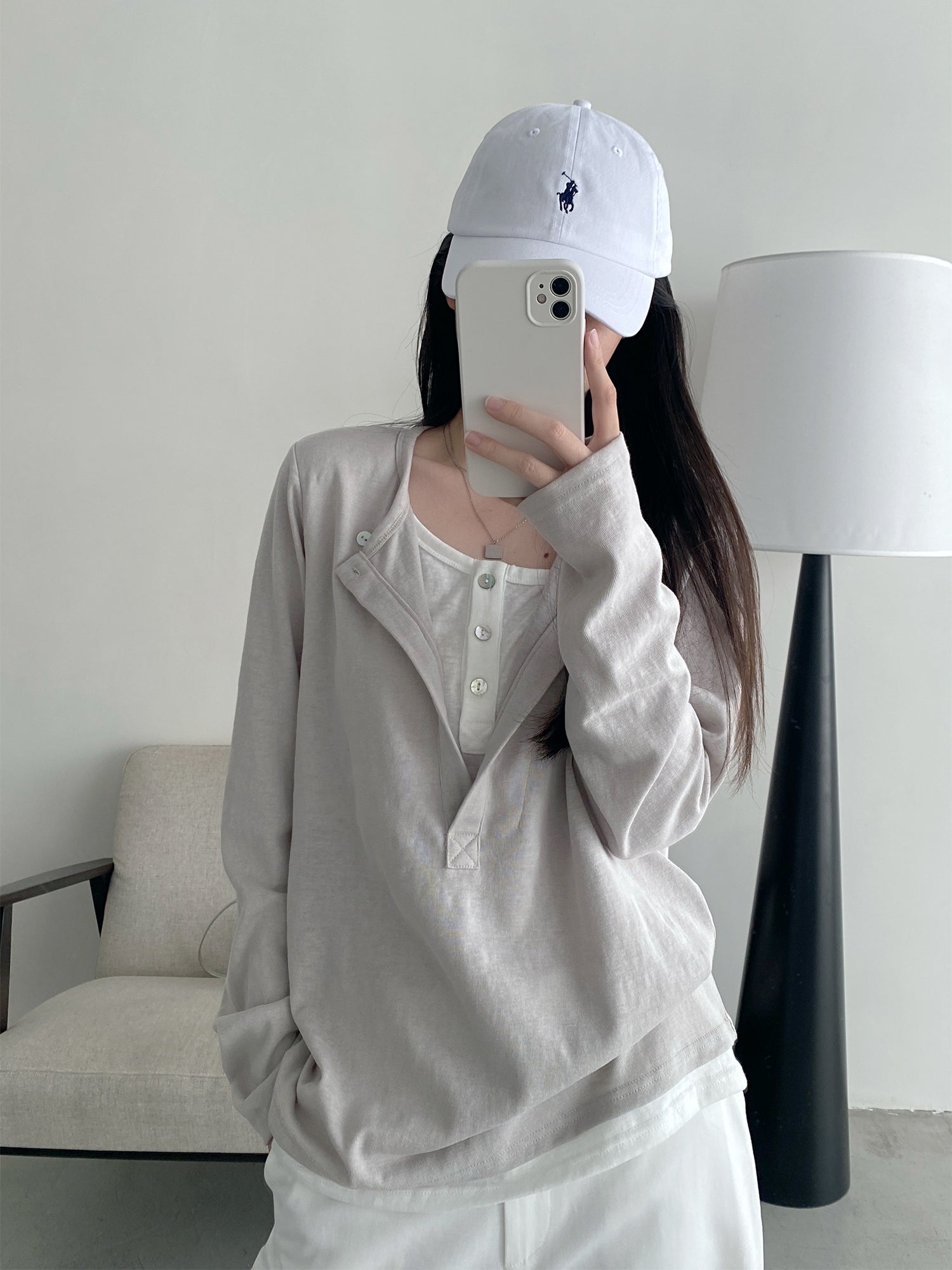 N606フェイクツーピース長袖Ｔシャツ    N606