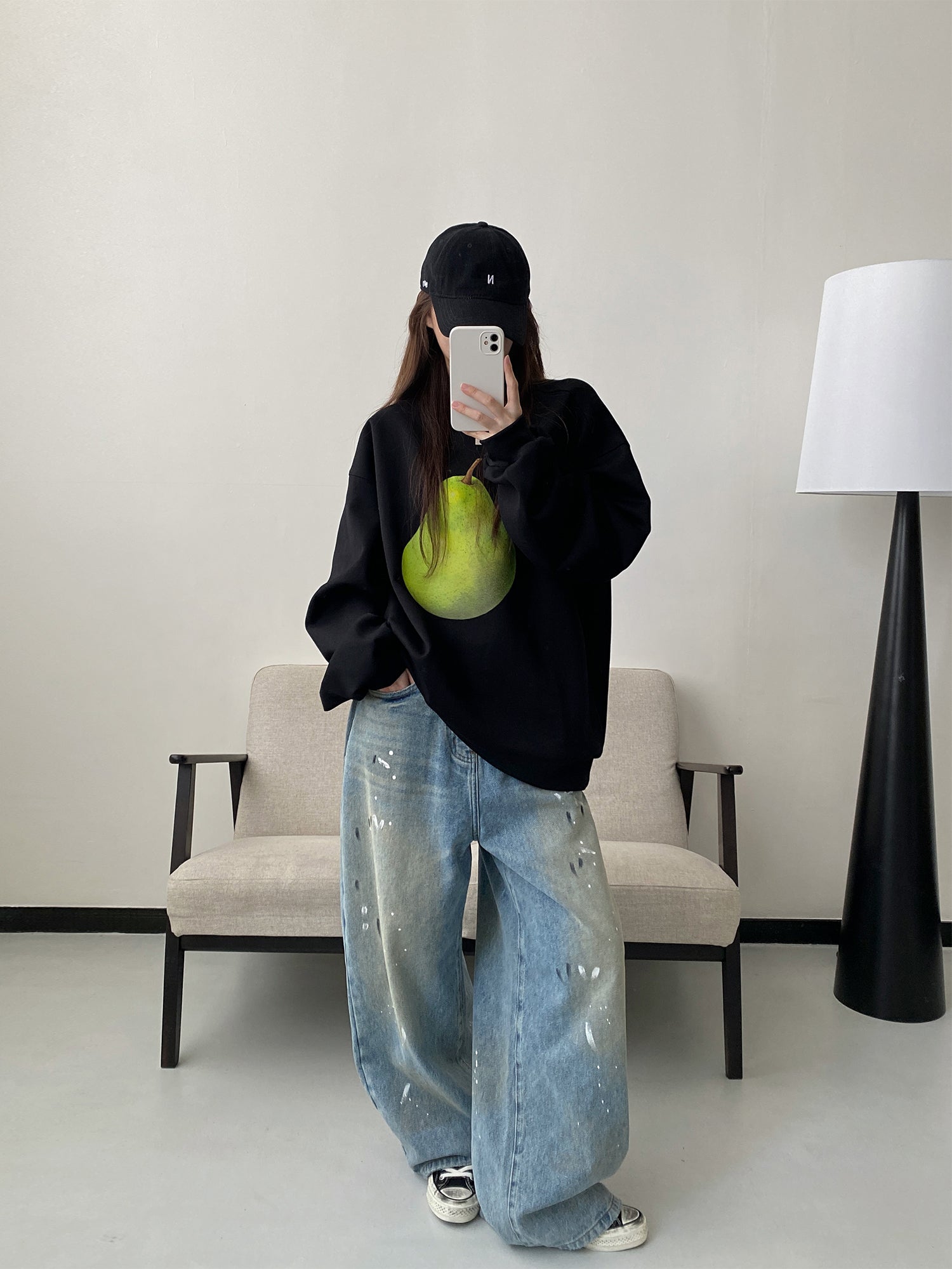 ペイントワイドデニムパンツ    N645