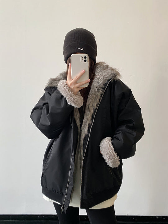 厚手ファー裏地ボアジャケット    N870