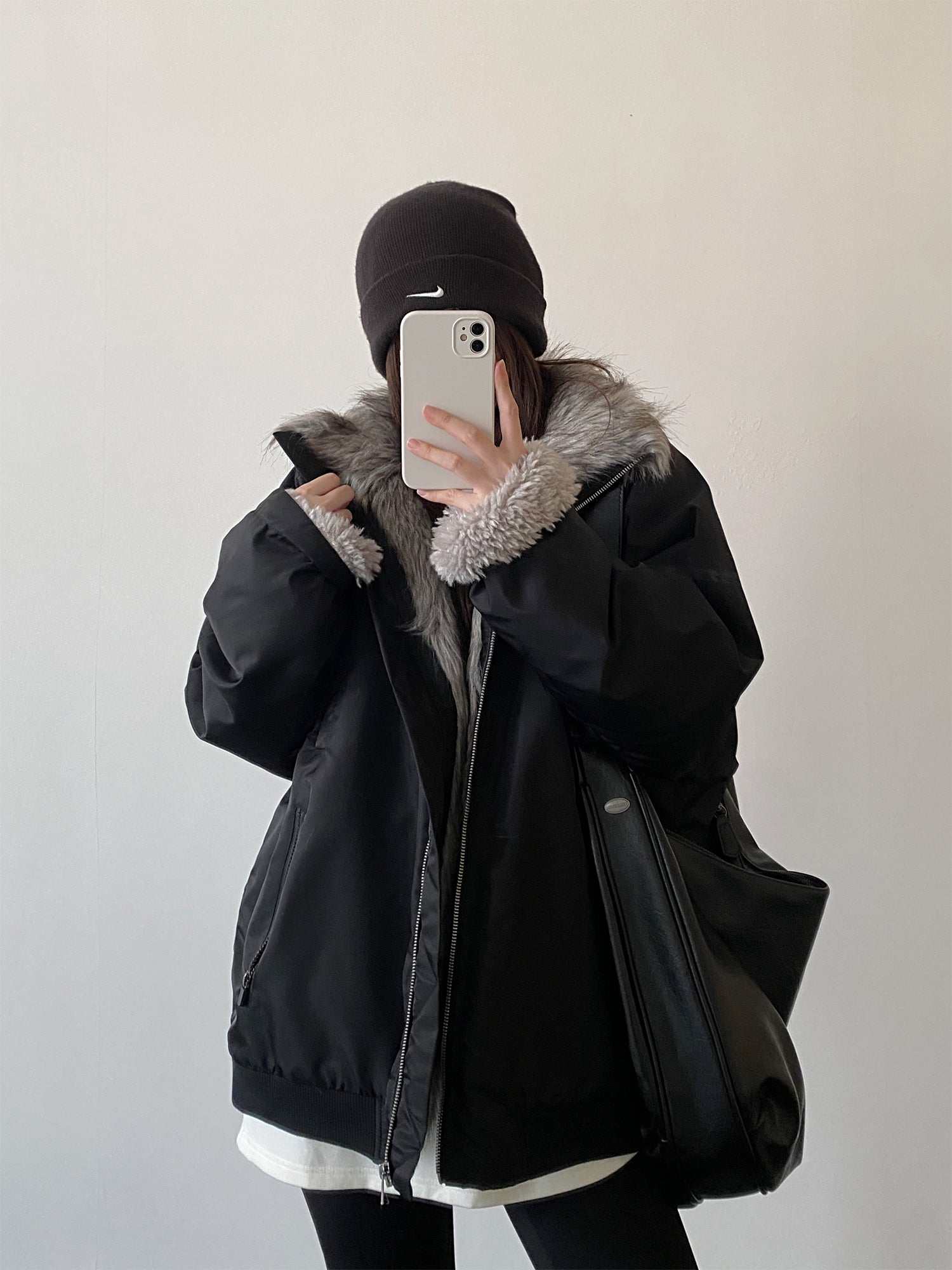 厚手ファー裏地ボアジャケット    N870