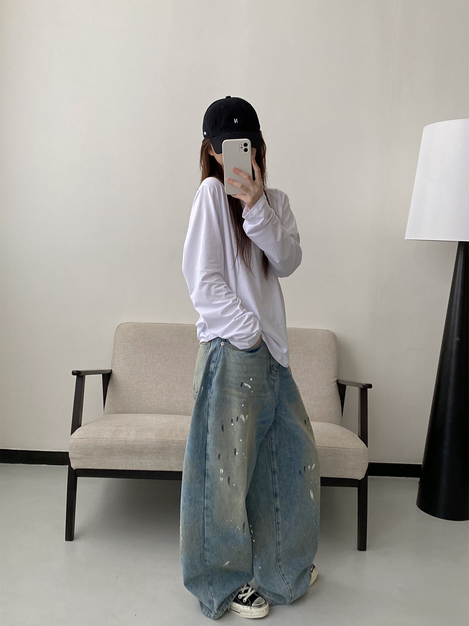 ペイントワイドデニムパンツ    N645