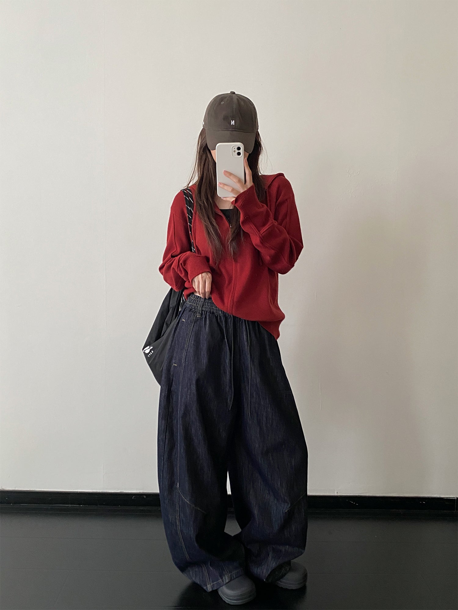 ウエストゴムワイドデニムパンツ    N671