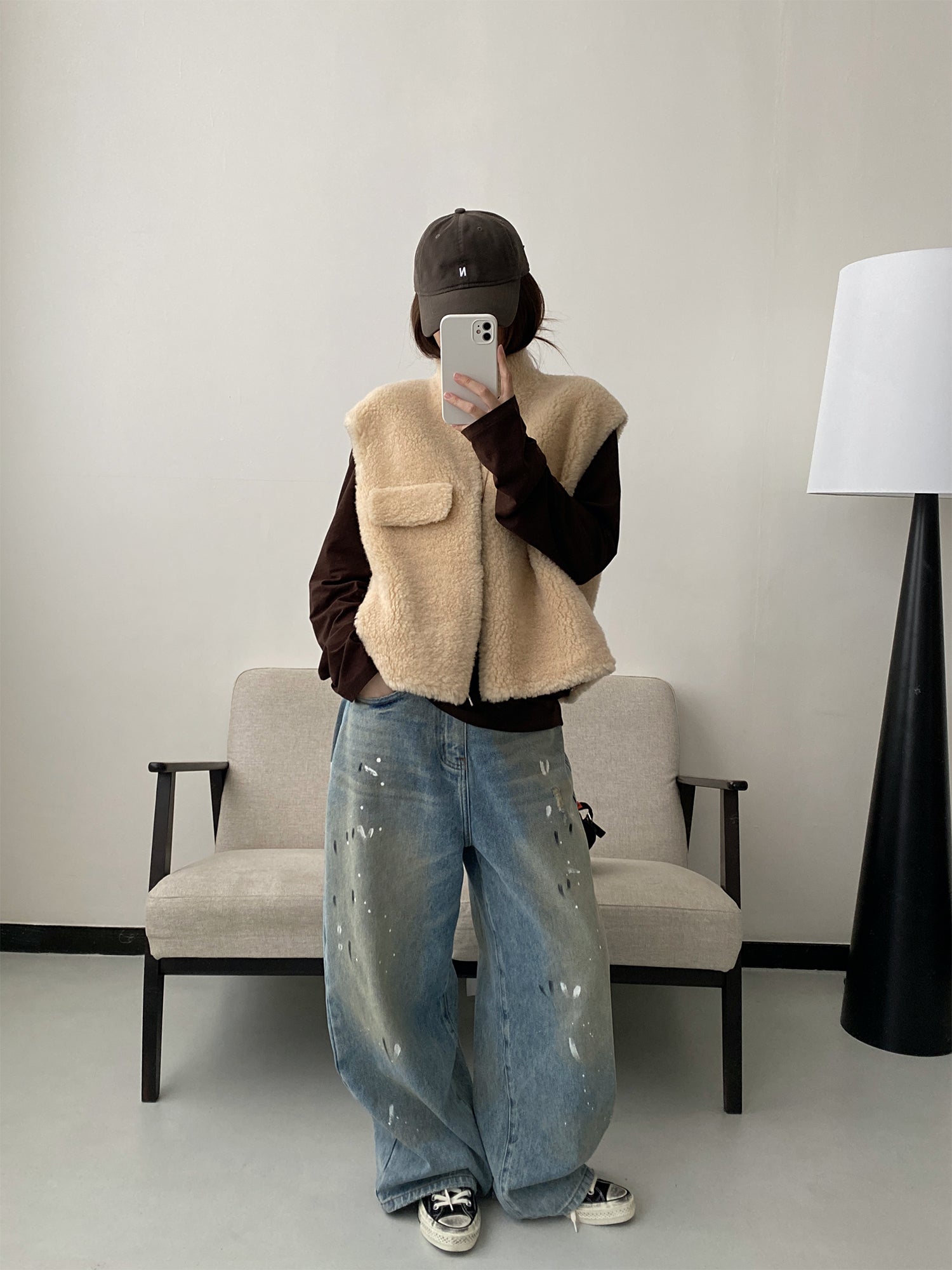ペイントワイドデニムパンツ    N645