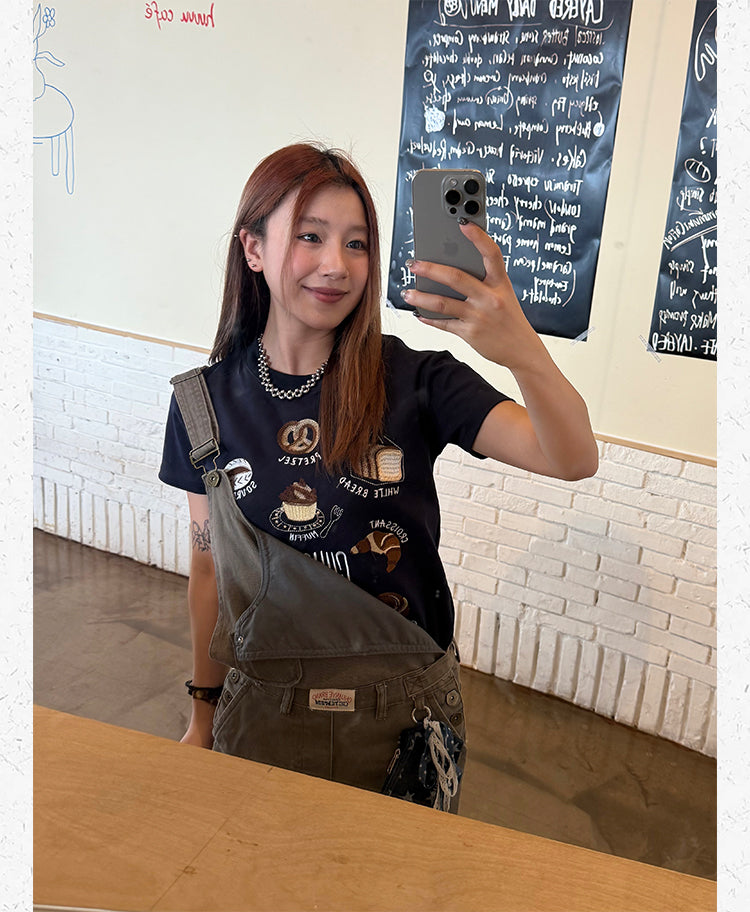 ベーカリー刺繍風 イラストTシャツ   N517