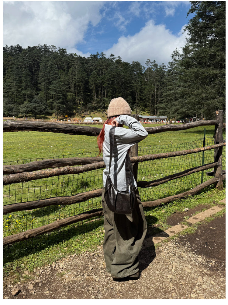 フェイクツーピースヘンリーカラー長袖Tシャツ    N593