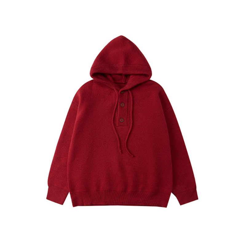 ヘビーゲージフーディボタンニットプルオーバー LXY-004