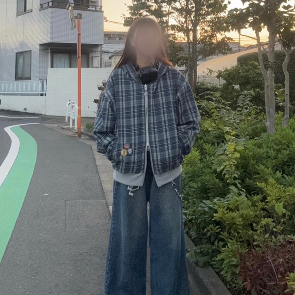 リバーシブルチェックジップパーカー EA006 リバーシブルチェックジップパーカー EA006