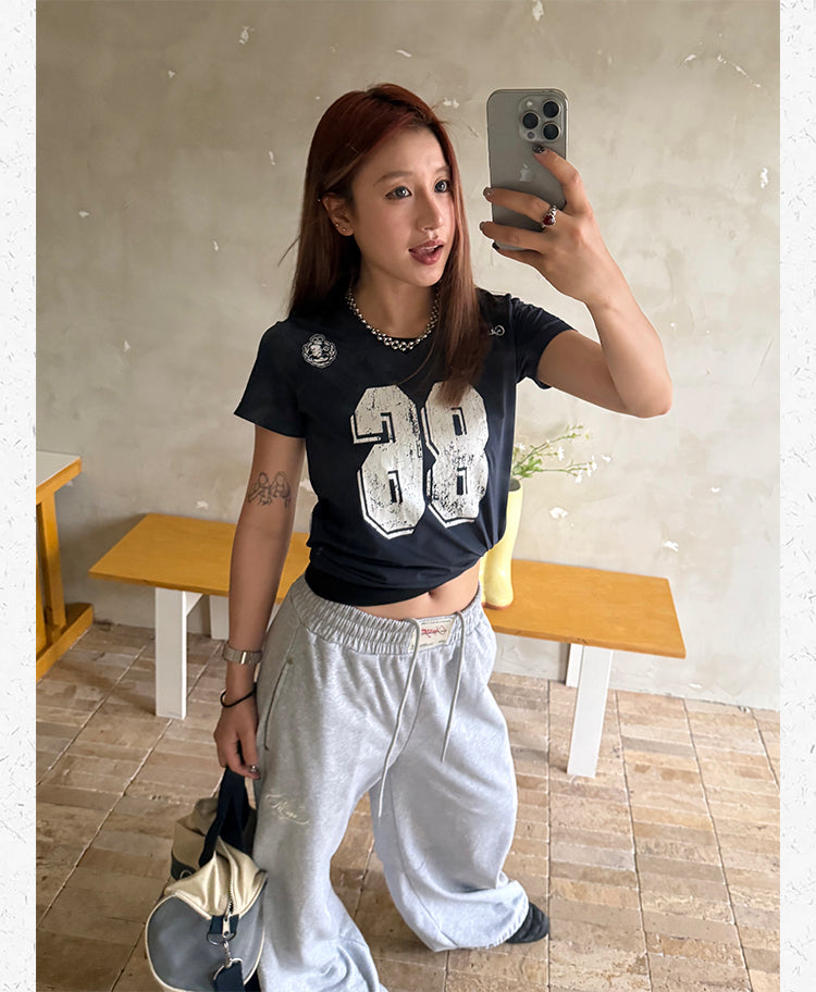 ヴィンテージ風ナンバリング フットボールTシャツ    N510