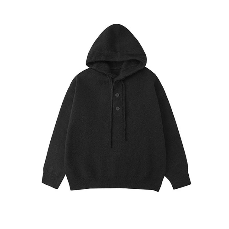 ヘビーゲージフーディボタンニットプルオーバー LXY-004