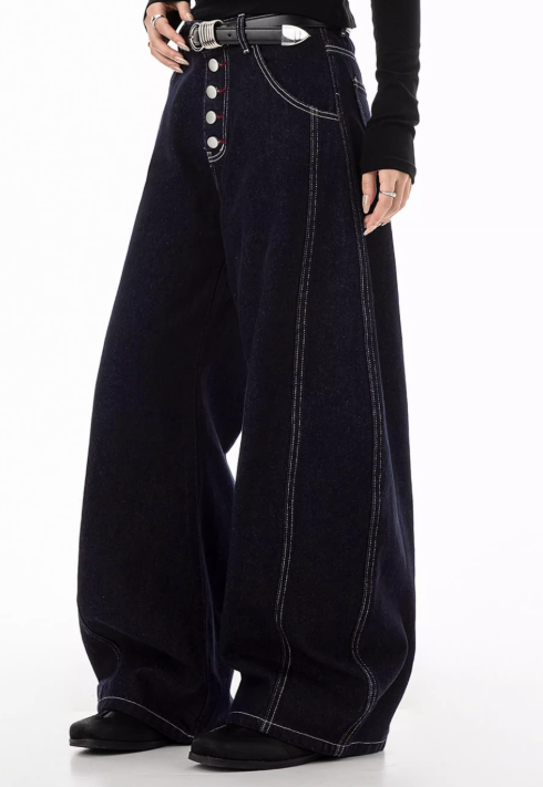 ステッチラインボタンフライカーブデニム LLS-018