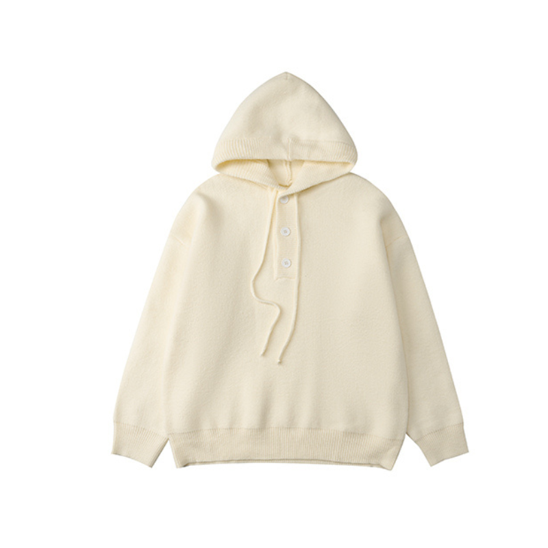 ヘビーゲージフーディボタンニットプルオーバー LXY-004