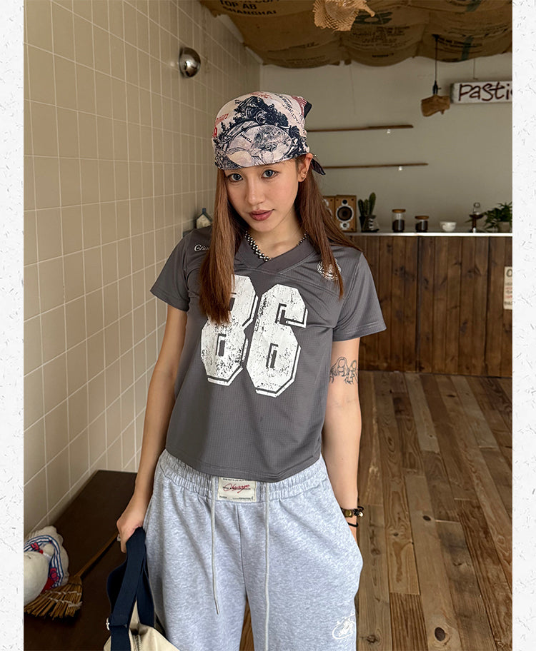 ヴィンテージ風ナンバリング フットボールTシャツ    N510