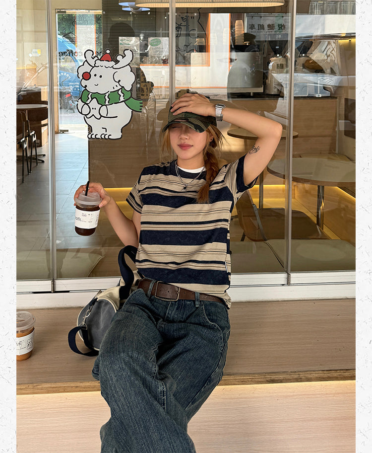 ボーダー半袖長袖Ｔシャツ    N476