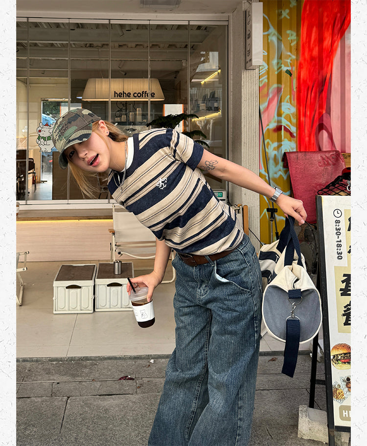 ボーダー半袖長袖Ｔシャツ    N476