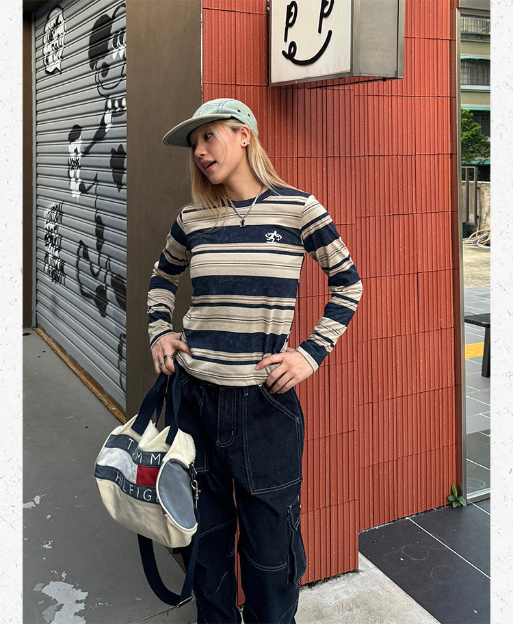 ボーダー半袖長袖Ｔシャツ    N476