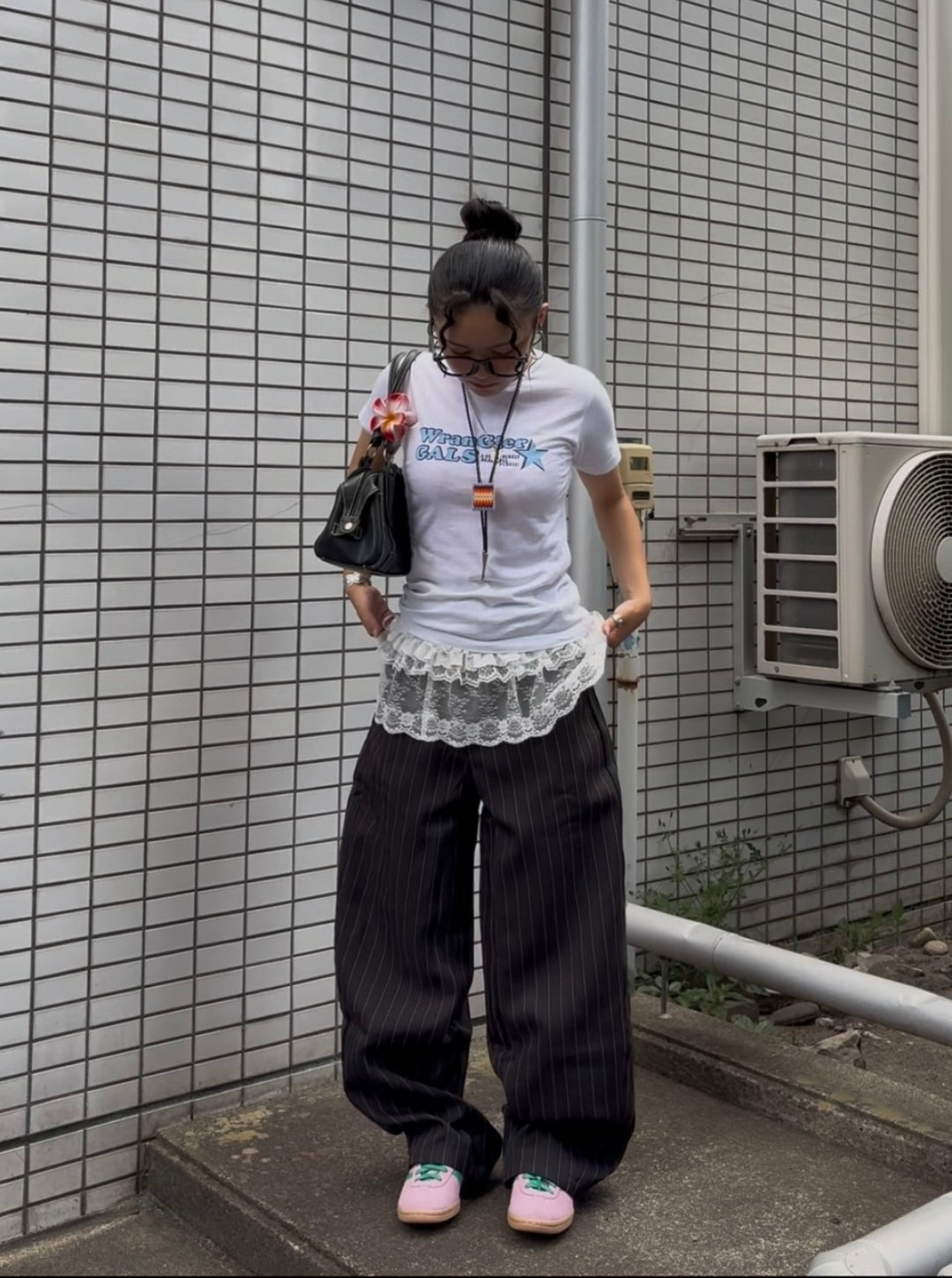 ピンストライプ・ワイドバギースラックス TR001