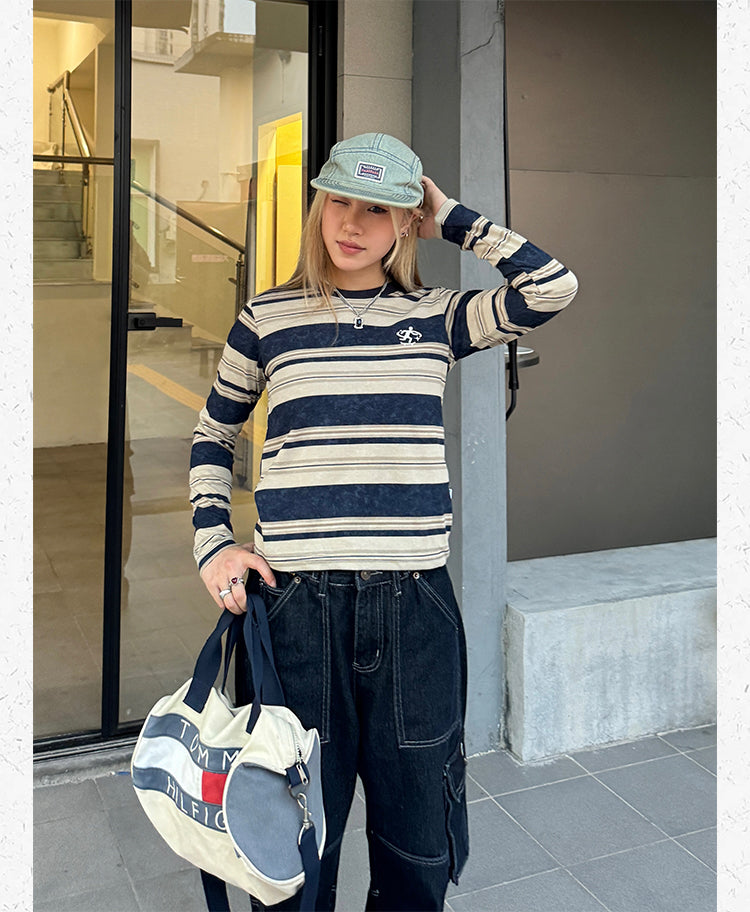 ボーダー半袖長袖Ｔシャツ    N476