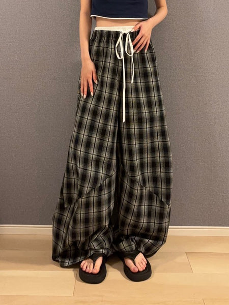 と*ほ様 チェック柄デニムワイドレッグパンツ Kiko supreme stus と*ほ様 チェック柄デニムワイドレッグパンツ Kiko supreme stus