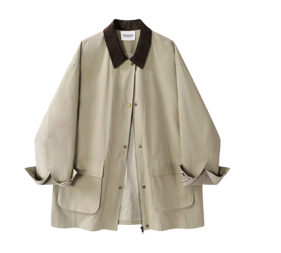 コーデュロイカラー ミドルワークコート　FU-001