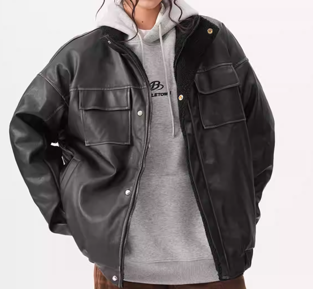ヴィンテージレザー×ボアスタンドジャケット　LXY-006