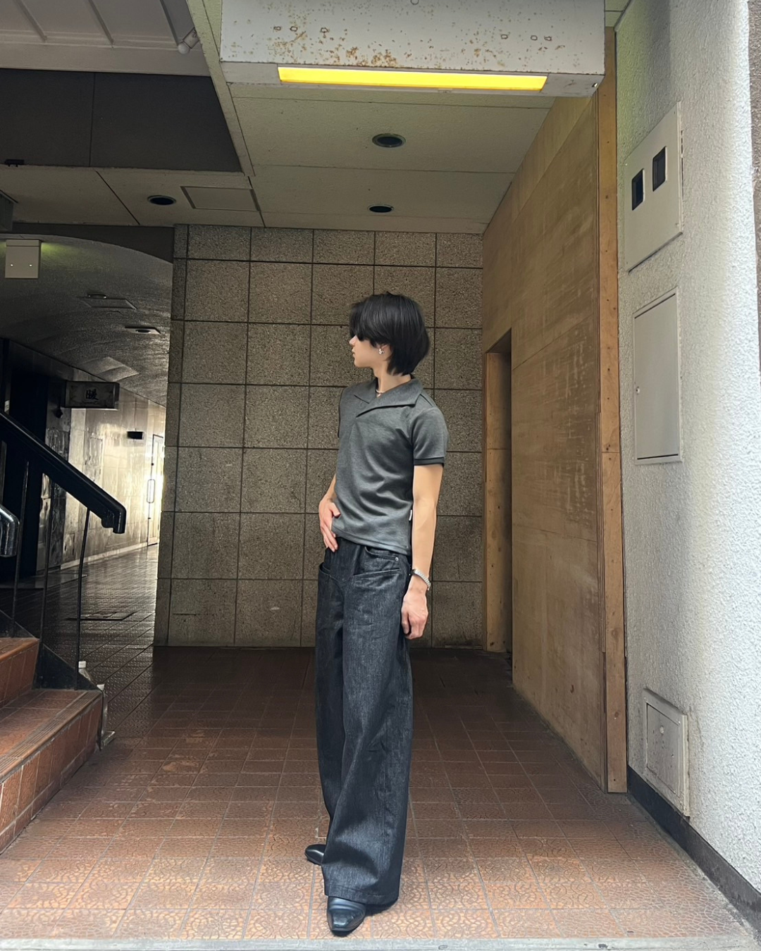 ドレープネック・スキッパーポロシャツ IP001